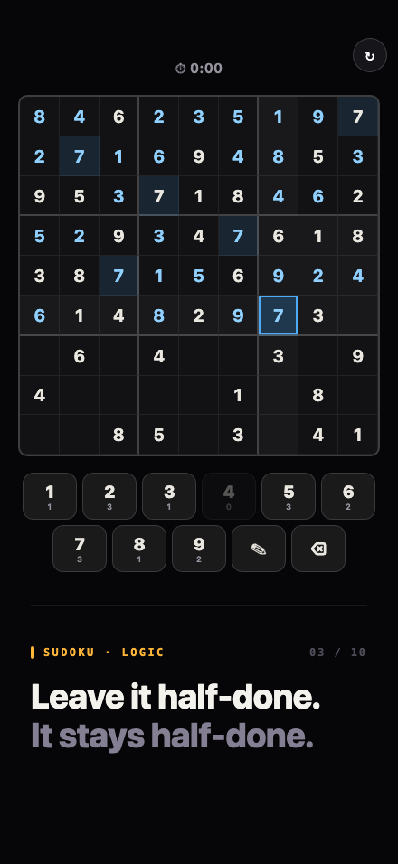 A Sudoku grid part-way solved