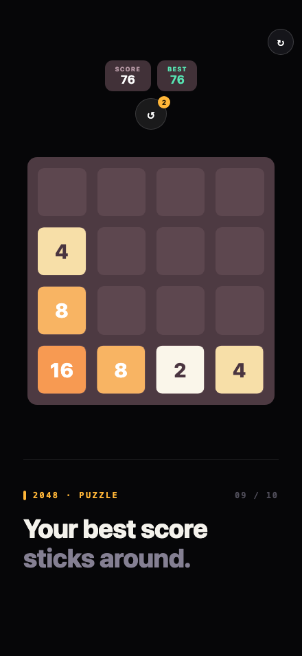 A 2048 board in progress